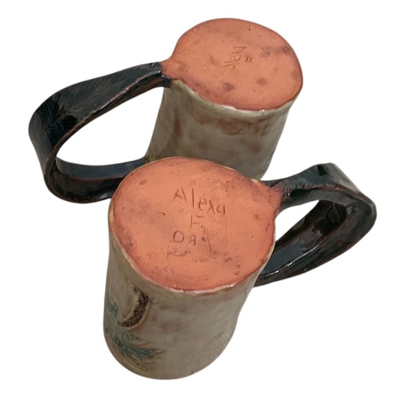 Set Of Two Handmade Palm Tree Mug Pottery - Picture 5 of 15